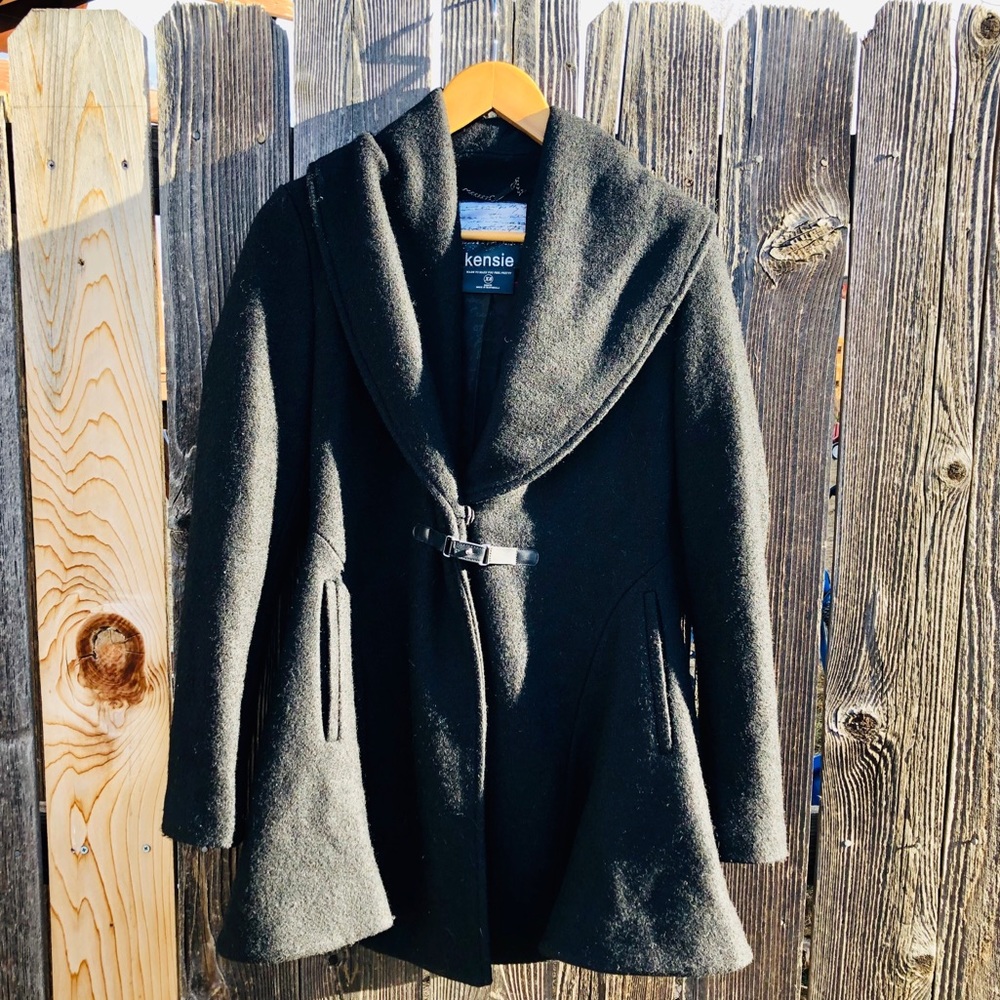 Kensie Wool Blend Coat - Black